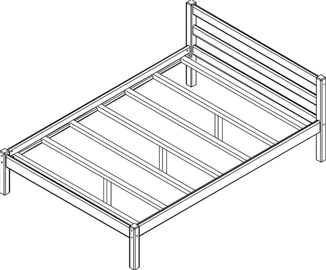 Кровать спальная Рино с опорными брусками 160х200 массив сосны, без покрытия в Смоленске - изображение 1