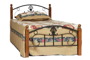Кровать 1-спальная РУМБА (AT-203)/ RUMBA  дерево гевея/металл, 90*200 см (Single bed), красный дуб/черный в Смоленске