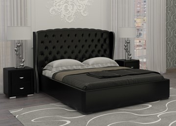 Спальная кровать Dario Grace 140x200, Экокожа (Черный) в Смоленске