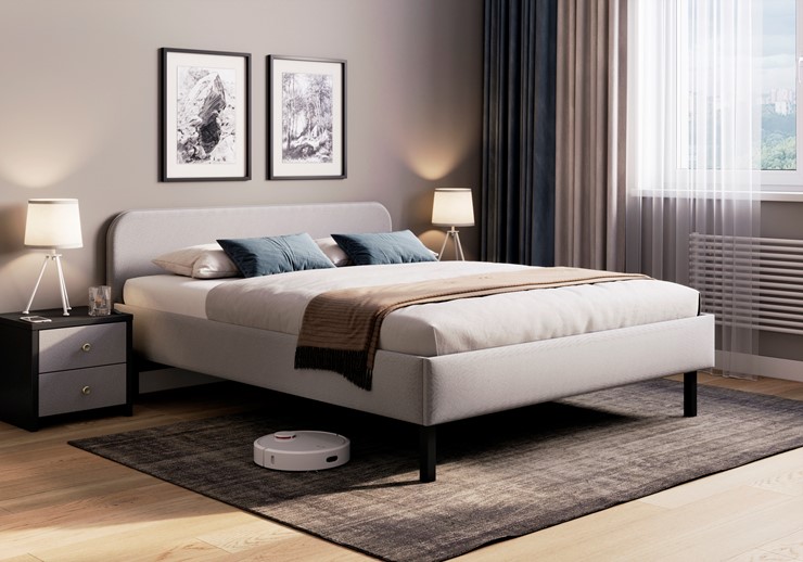 Спальная кровать Hanna 140х200 с основанием (Багама серый) в Смоленске - изображение 2