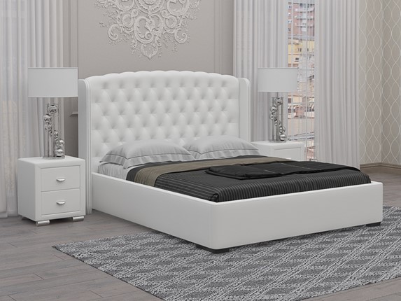 Кровать спальная Dario Classic 180х200, Экокожа (Белый) в Смоленске - изображение