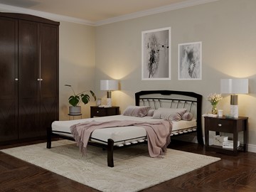 Спальная кровать Муза 4 Лайт, 1400, черный/шоколад в Смоленске