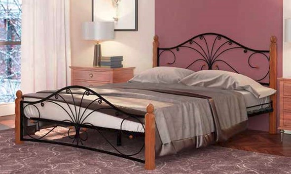 Кровать полутороспальная Фортуна 1, 1200, черный/махагон в Смоленске - изображение