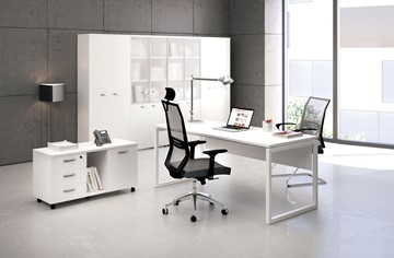 Офисный комплект мебели А4 (металлокаркас QUATTRO) белый премиум / металлокаркас белый в Смоленске - предосмотр 1