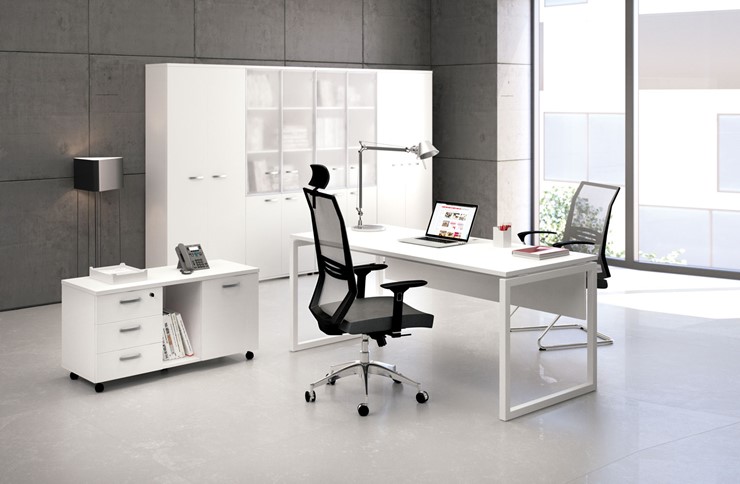 Офисный комплект мебели А4 (металлокаркас QUATTRO) белый премиум / металлокаркас белый в Смоленске - изображение 1