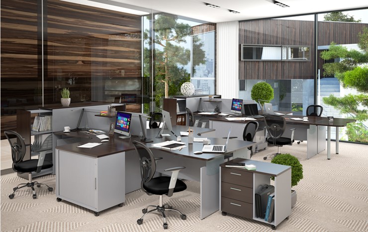 Офисный комплект мебели OFFIX-NEW для двух сотрудников и руководителя в Смоленске - изображение 1