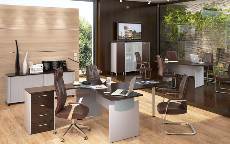 Офисный комплект мебели OFFIX-NEW для двух сотрудников и руководителя в Смоленске - изображение