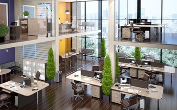 Офисный комплект мебели Xten в опенспэйс для четырех сотрудников в Смоленске