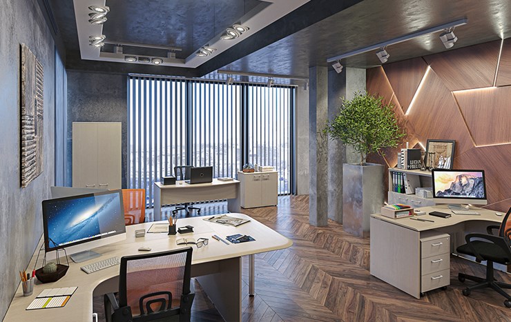 Набор мебели в офис Wave 3, 3 рабочих места и шкафы в Смоленске - изображение