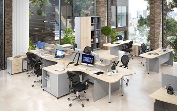 Офисная мебель OFFIX-NEW для 4 сотрудников с двумя шкафами в Смоленске - предосмотр