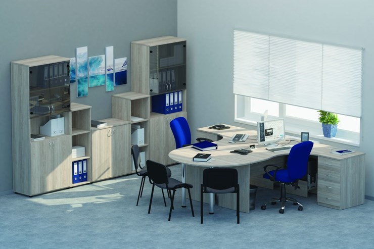 Комплект офисной мебели Twin для 2 сотрудников с совмещенными столами в Смоленске - изображение