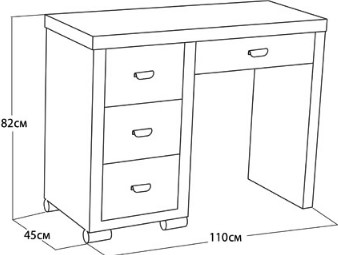 Косметический стол OrmaSoft 2, 4 ящика, правый, экокожа кремовая/белая в Смоленске - изображение 1