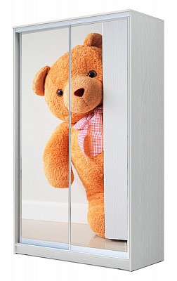Детский шкаф Хит-23-12-77-27 Мишка за дверью, Белый в Смоленске - изображение