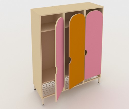 Шкаф детский ШГС3 Беж + Розовый + Оранжевый в Смоленске - изображение