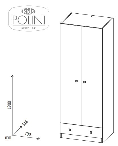 Детский шкаф с 1 ящиком POLINI Kids Simple Дуб пастельный / Белый в Смоленске - изображение 4