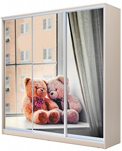Детский шкаф ХИТ 23-20/2-777-26, Мишки на окне, Дуб Млечный в Смоленске