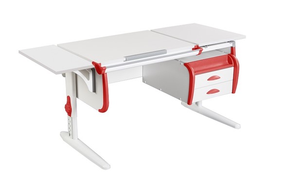 Детский стол-трансформер 1/75-40 (СУТ.25) + Polka_b 1/550 + Tumba 3 белый/белый/Красный в Смоленске - изображение
