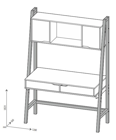 Стол с ящиками высокий POLINI Kids Mirum 1446 Серый / двери Серые в Смоленске - изображение 1