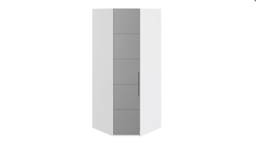 Распашной шкаф угловой Наоми с зеркальной левой дверью, цвет Белый глянец СМ-208.07.07 L в Смоленске