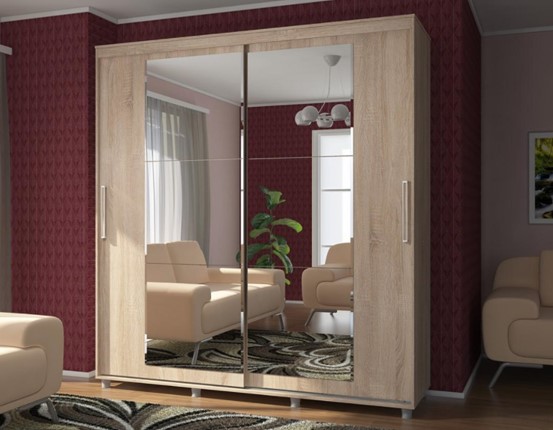 Шкаф 2-х створчатый Комфорт №12 2.0 с прямоугольными зеркалами в Смоленске - изображение