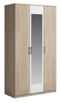 Шкаф 3 двери Светлана, с зеркалом, белый/дуб сонома в Смоленске - изображение