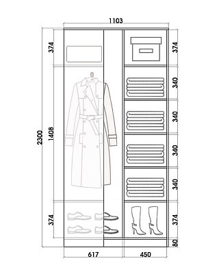 Шкаф угловой с двумя зеркалами, 2400х1103, ХИТ У-24-4-55, венге аруба в Смоленске - изображение 2