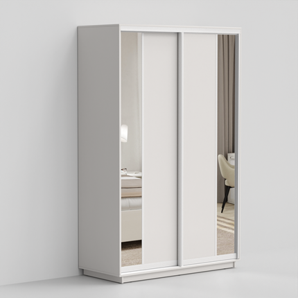 Шкаф 2-х дверный ЭКО-Вера 220х120х60, Белый матовый/белый глянец в Смоленске - изображение