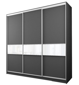 Шкаф 3-х створчатый MAX МШ-27-6-24-999, Профиль Белый/Цвет Графит/с белой пленкой Oracal в Смоленске