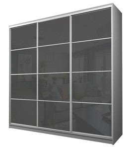 Шкаф 3-х дверный MAX МШ-27-6-27-222, Профиль Белый/Цвет Серый/с темно-серой пленкой Oracal в Смоленске