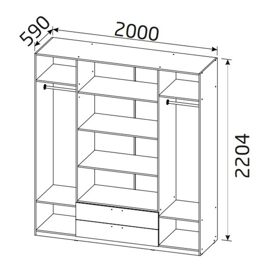 Шкаф 4х-дверный 4-х дверный Вега с 2 ящиками в Смоленске - изображение 1