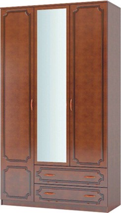 Шкаф трехстворчатый Лак ШР-3 (Орех) с зеркалом в Смоленске - изображение