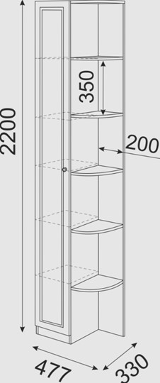 Угловой шкаф-стеллаж Беатрис М13 левый (Орех Гепланкт) в Смоленске - изображение 3