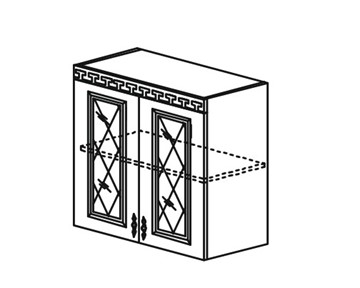 Кухонный шкаф Веста настенный двухдверный с полкой со вставкой из стекла 718*800*323мм в Смоленске