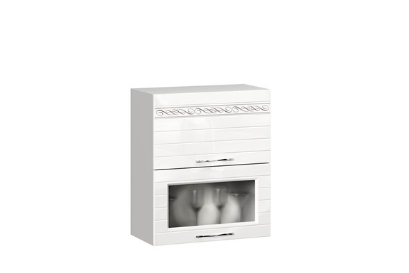 Кухонный шкаф Анастасия 600 с 2 подъемными дверьми 004.521.000 белый глянец в Смоленске - изображение