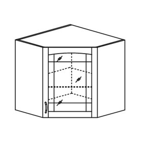 Кухонный шкаф Кантри настенный угловой со вставкой из стекла 718*600*600 мм в Смоленске