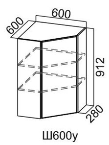 Кухонный навесной шкаф угловой, Модус, Ш600у/912, галифакс в Смоленске - предосмотр