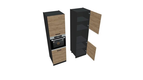 Кухонный шкаф-пенал П7 2, Дуб крафт/Антрацит в Смоленске - изображение