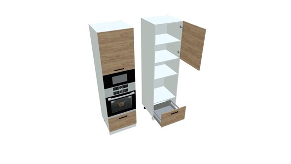 Шкаф-пенал на кухню П7 3, Дуб крафт/Белый в Смоленске - изображение
