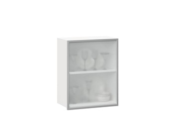 Шкаф кухонный 600, Шервуд, со стеклом правый, ЛД 281.352.000.116, белый/серый в Смоленске
