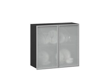 Шкаф кухонный 800, Шервуд, со стеклом ЛД 281.361.000.030, серый/черный в Смоленске