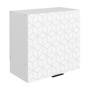 Шкаф навесной под вытяжку Стоун L600 Н566 (1 дв. гл.) с фрезировкой (белый/джелато софттач) в Смоленске - предосмотр