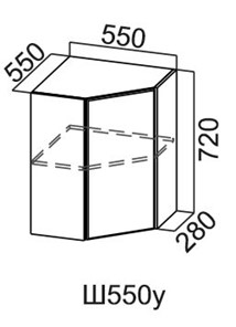 Шкаф навесной угловой, Модус, Ш550у/720, цемент светлый в Смоленске - предосмотр