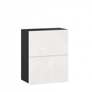 Навесной кухонный шкаф 600 горизонтальный Шервуд, ЛД 281.970.000.085, черный/белый глянец в Смоленске