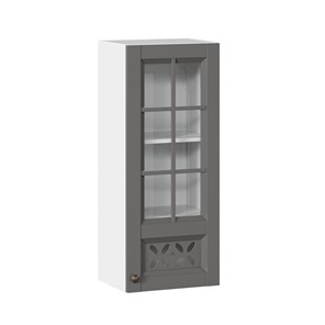 Кухонный шкаф Амели-3 400 высокий со стеклом ЛД 299.420.000.040, Белый/Оникс серый в Смоленске