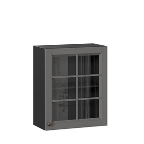 Кухонный шкаф Амели-3 600 со стеклом ЛД 299.350.000.032, Черный/Оникс серый в Смоленске