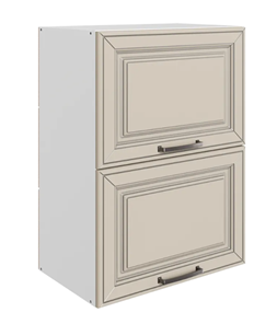 Кухонный шкаф Атланта L500 Н720 (2 дв. гл. гориз.) эмаль (белый/сливки патина платина) в Смоленске