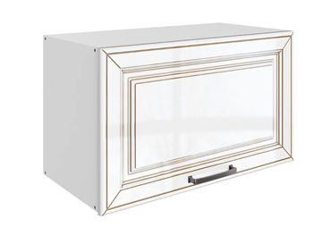 Кухонный шкаф Атланта L600 Н360 (1 дв. гл.) эмаль (белый/белый глянец патина золото) в Смоленске