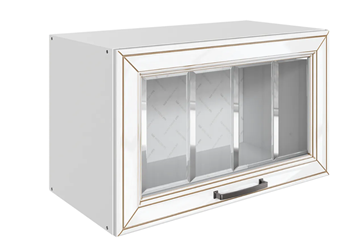 Навесной кухонный шкаф Атланта L600 Н360 (1 дв. рам.) эмаль (белый/белый глянец патина золото) в Смоленске
