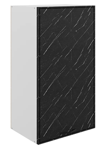 Шкаф навесной Монако L450 Н900 (1 дв. гл.), белый/мрамор блэкберн матовый в Смоленске