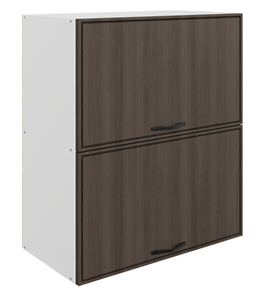 Кухонный шкаф Монако L800 Н720 (2 дв. гл.гориз.), белый/фундук матовый в Смоленске